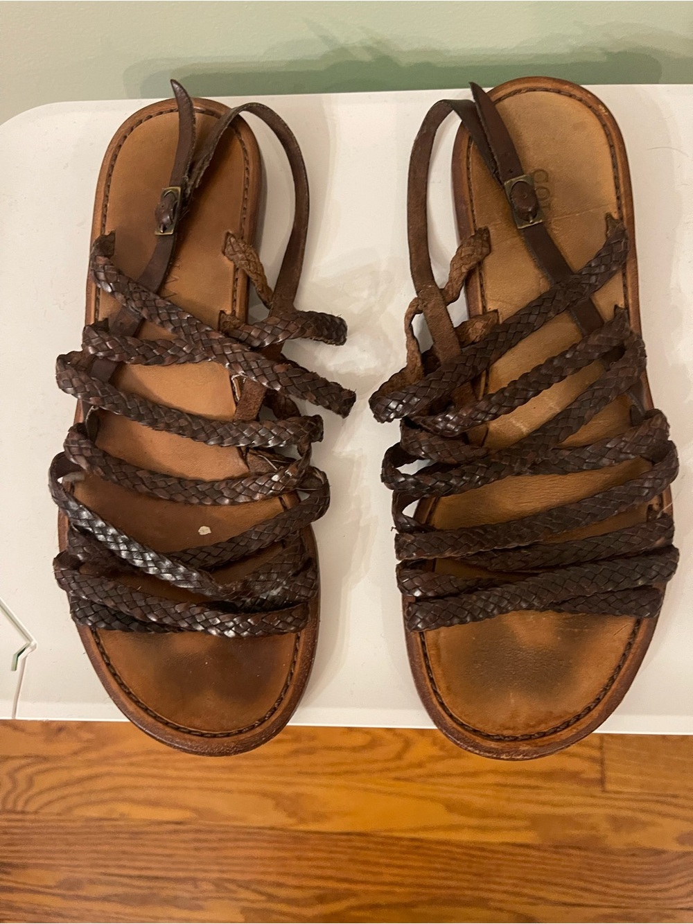 Cole Haan Dark Brown Braided Leather Strappy Sandals Vintage